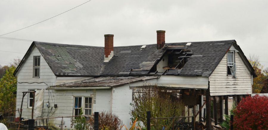 fire damage Abandoned home destroyed by fire 