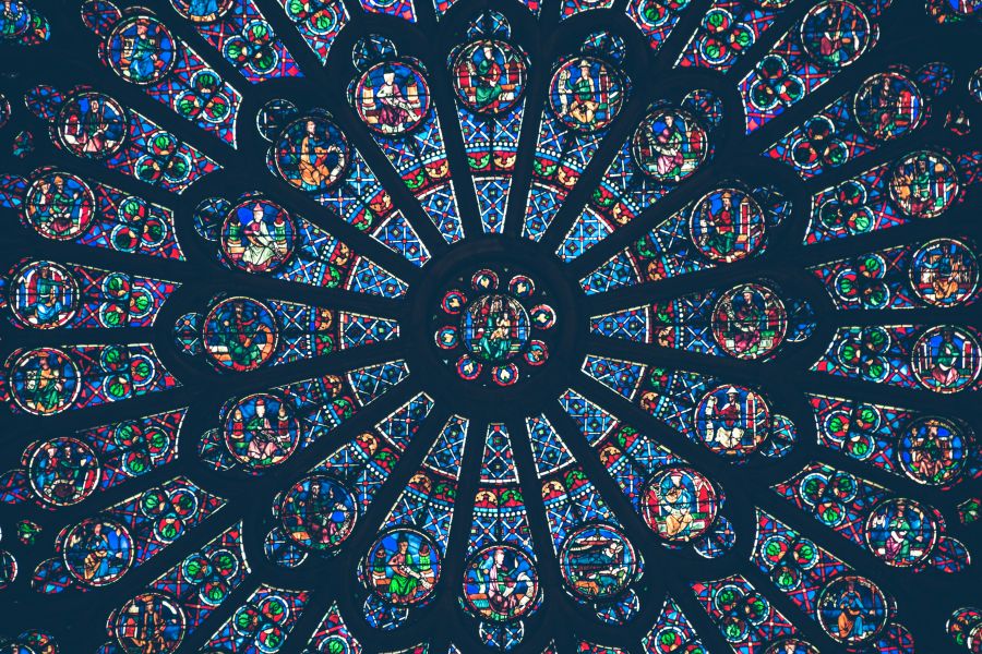 stained glass Colorful church vitrals 