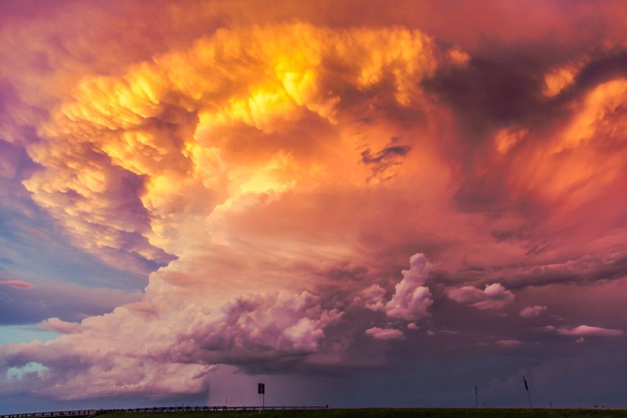 Weather Skies ablaze on the high plains. weather,cumulus,cloud