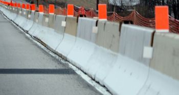 Accident Highway Jersey barriers made of concrete and steel separate traffic lanes on March 22, 2025, during construction on Route 322 outside of Hershey PA. 