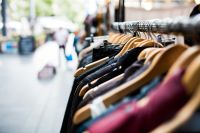 Retail Hangers in a clothes store 