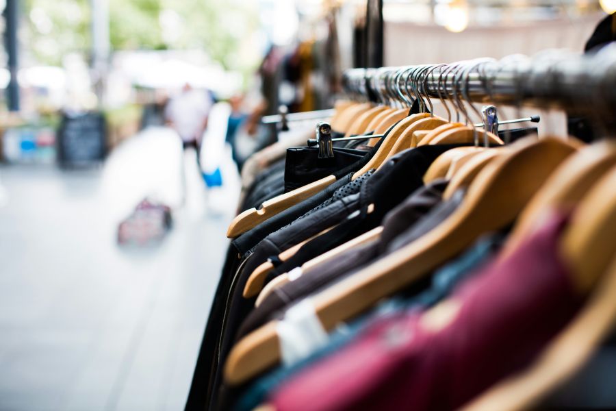 Retail Hangers in a clothes store