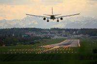Airport swiss landing in Zurich airport,landing,alps