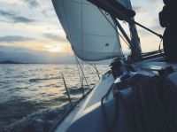 Sailing On a yacht at sunset 