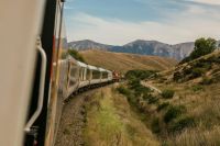 Train Train cars in the mountains 