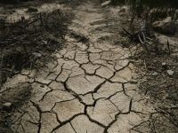 Drought Water dried soil surface in a field 