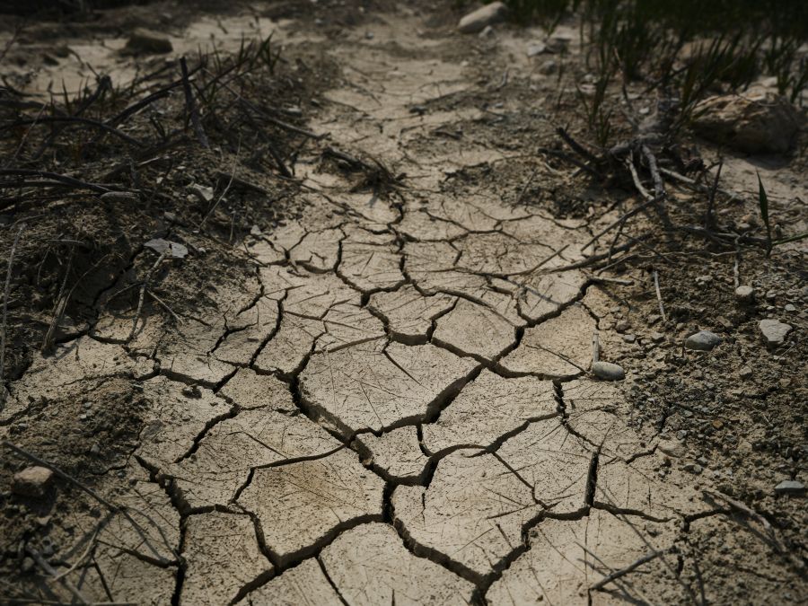 Drought Water dried soil surface in a field 