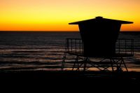 Beach lifeguard Beautiful sunset near a beach lifeguard tower in sunny San Diego, California. usa,ca,beach tower