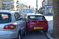 Accident road Images of two cars involved in a road traffic collision in London. 
