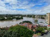 Floods Rivers Heavy storms cause Brisbane River to overthrow which flood nearby suburbs including Brisbane City, West End, Toowong and St Lucia on 28 February 2022. australia,toowong qld,river