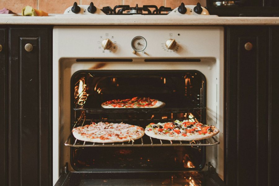 Chalk oven Getting pizza ready in a retro oven oven,pizza,cooking