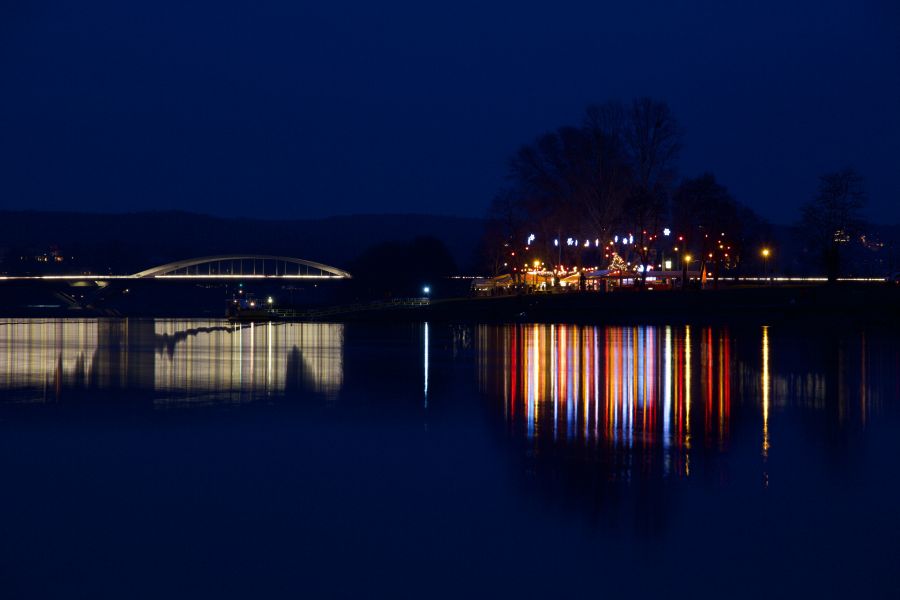 Bridge festival Bridge and party reflections in river, turning night almost into day. dresden,deutschland,water