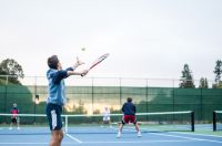 Tennis players My friends playing a tennis match in the afternoon sun.  tennis,male,racket sports