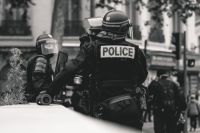 Police search High police presence in Lyon, France, during the 25th weekend of the yellow vests movement.

Police violence is at its highest since the 1950s. There is an extensive use of tear gas, sting-ball grenades and the LBDs (