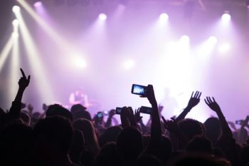 Festival Camera Crowd filming concert with smartphone 