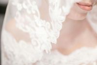 Lace Wedding veil and lips 