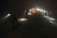 Torches Runners in the night. run,running,skiing