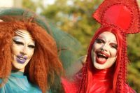 Drag queens A couple of drag queens celebrate at the Pride Parade pride,festival,drag queen