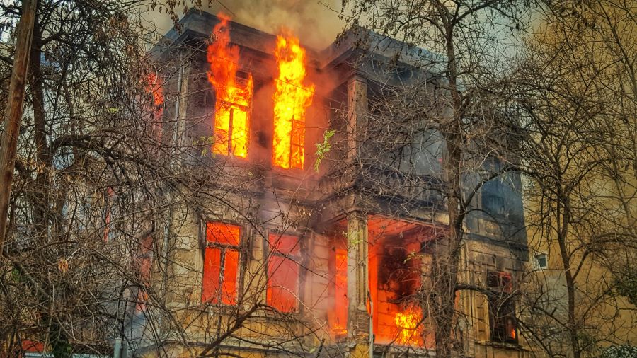 fire house Building in Flames 