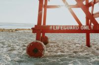 Lifeguard rescue Lifeguard tower on a beach 