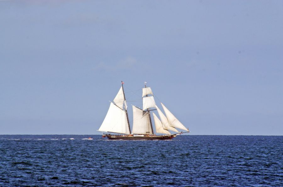 Tall ship Sailing boat at the ocean 