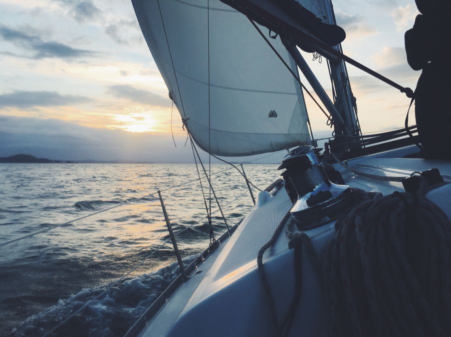 Sailing On a yacht at sunset sailing,sea,new zealand
