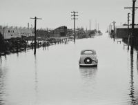 Flood Inundation H.V McKay Massey Harris, Factory Flood, Sunshine, Victoria, 1946 grey,flood,history
