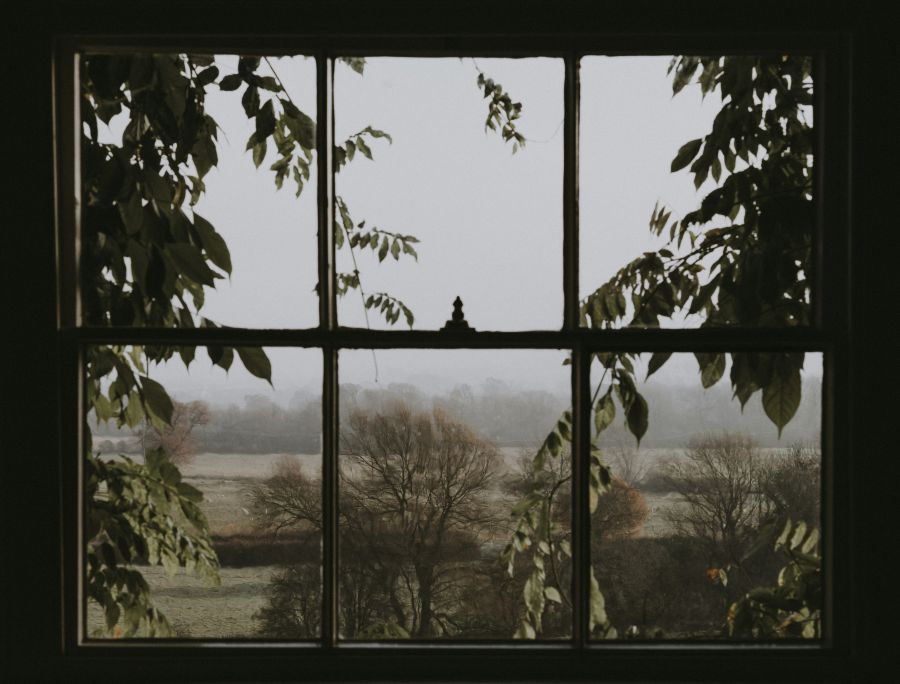 window The English countryside framed through a window 