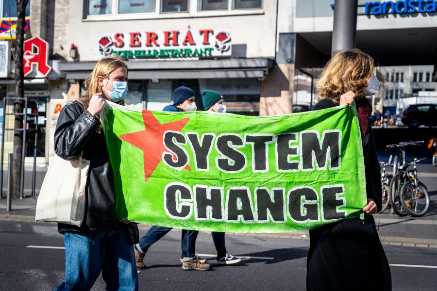 Leftist Coalition System Change, not Climate Change!  protest,climate change,outcry