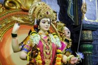 Festival A Durga Devi temple in Mumbai, India during the festival of Navratri in 2018 festival,hindi,hindu