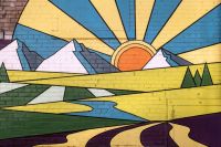 Mural Nature on a Brick Wall 