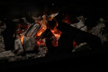 market fire Charcoal fire