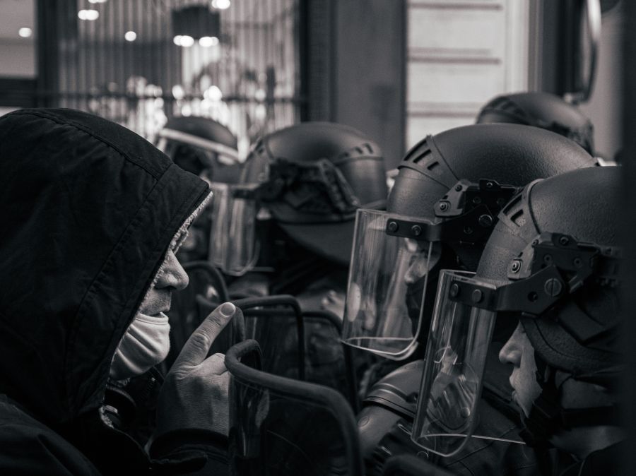 Protest Riot Manifestation contre la loi sécurité globale. December 2020. (Instagram: @koshuphotography) *Disclaimer: Publishing with no intent to harm any protester or officer's physical or mental integrity. protest,paris,france