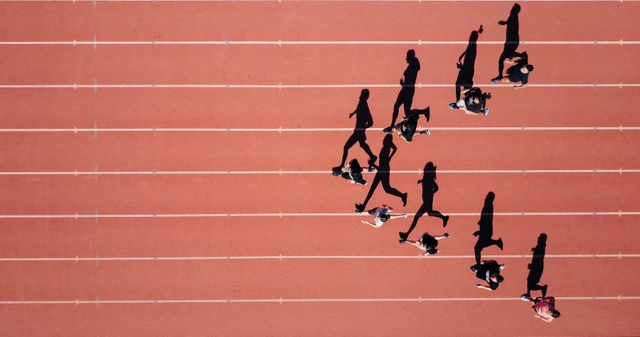 Sport Working on a project for my school’s track team on a summer morning. I noticed the sun was perfectly angled to expand the shadows of the runners into full size. I launched my Mavic Pro to 300 ft. and made them run in arrow shape.

Which I was able to capture this interesting overhead shot of them running and their shadows be an identical profile shot of them. 