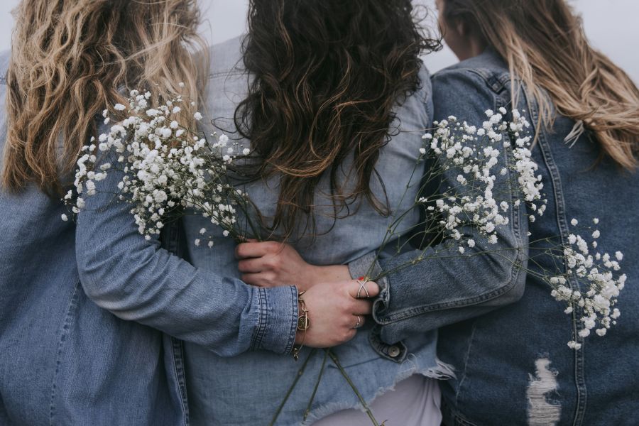 women Girls and Flowers