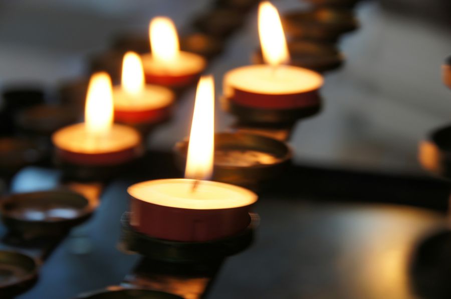 fire memorial Candles in a church 