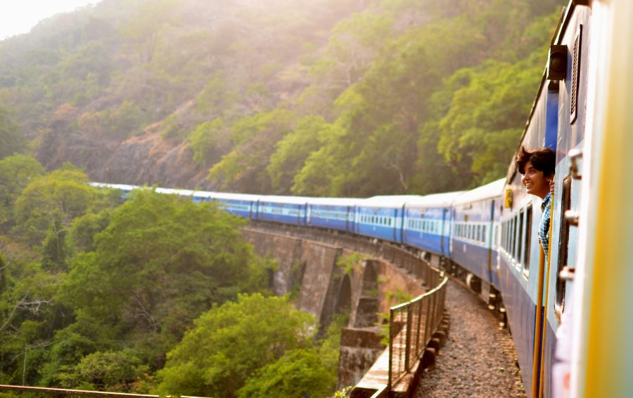 Train travel On a moving train 