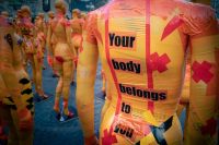 Assault Your body belongs to you - November 25 is the international day against domestic violence. This photo was taken in Bonn, displaying the work of an artist. assaulted,femicide,physical