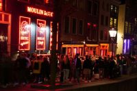 prostitution Red Light District (De Wallen) at Night 