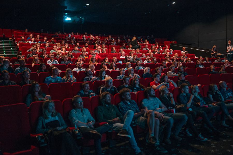 Movie theater People watching the new Game of thrones episode in cinema cinema,movie,audience