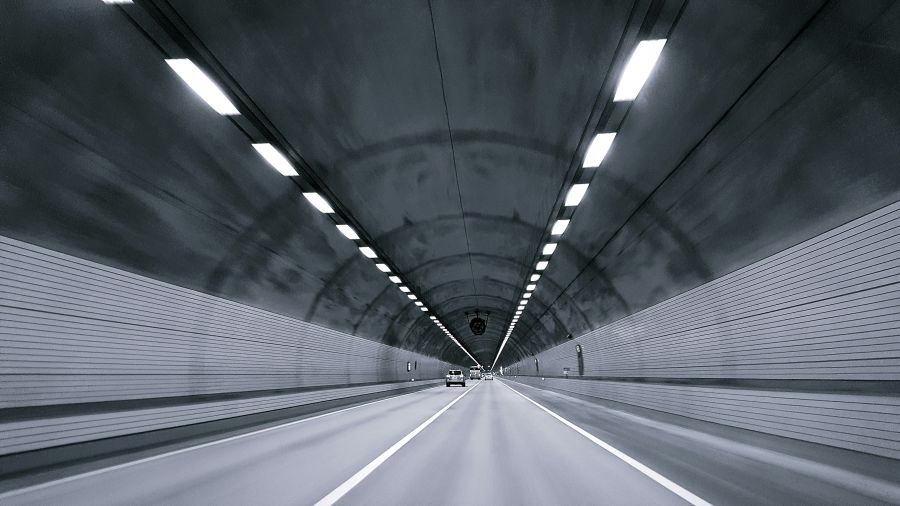 Tunnel traffic Car in the tunnel 