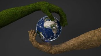 Sustainable development Arm and earth 