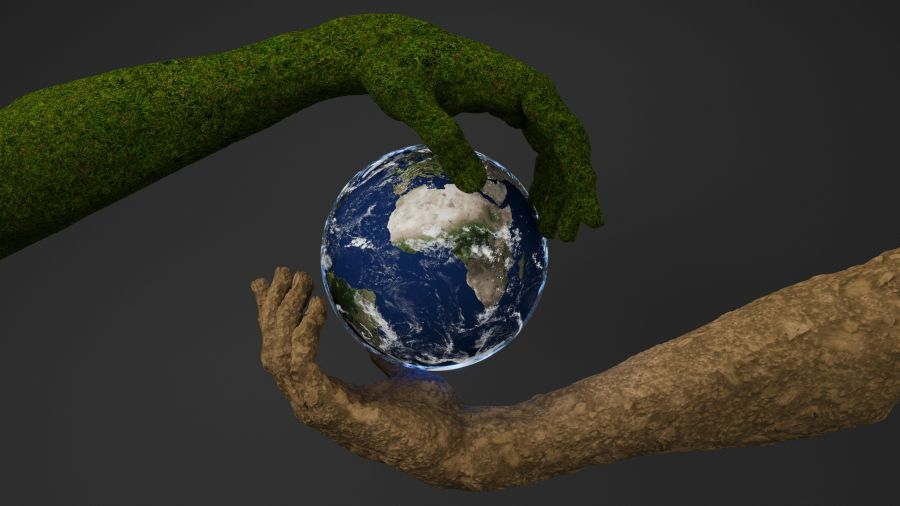 Sustainable development Arm and earth 