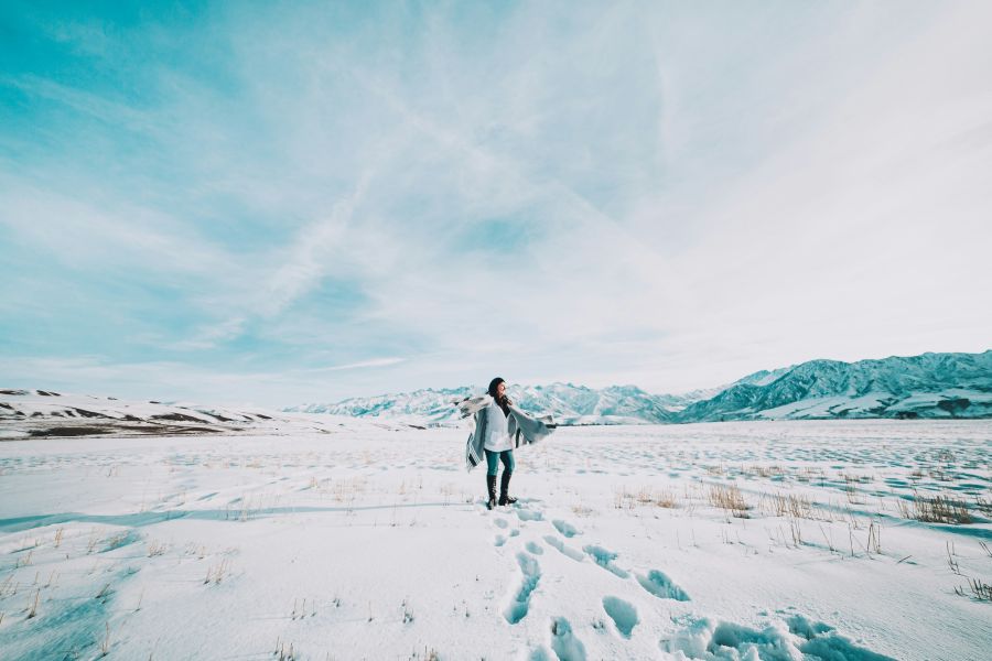 Snowfall icy happy winter playing and dancing in the snow nature,outdoors,mountain