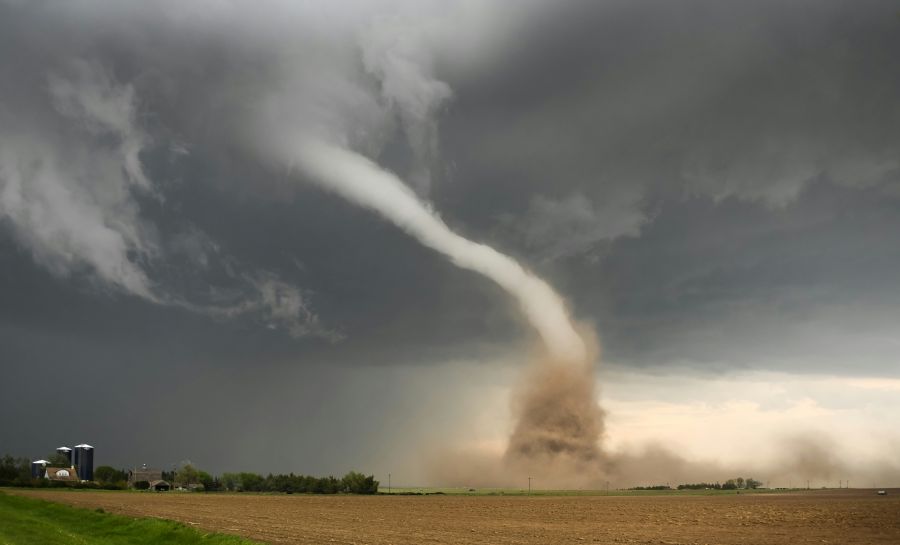 Storms Dusty tornado on the US plains. storm,tornado,stormy