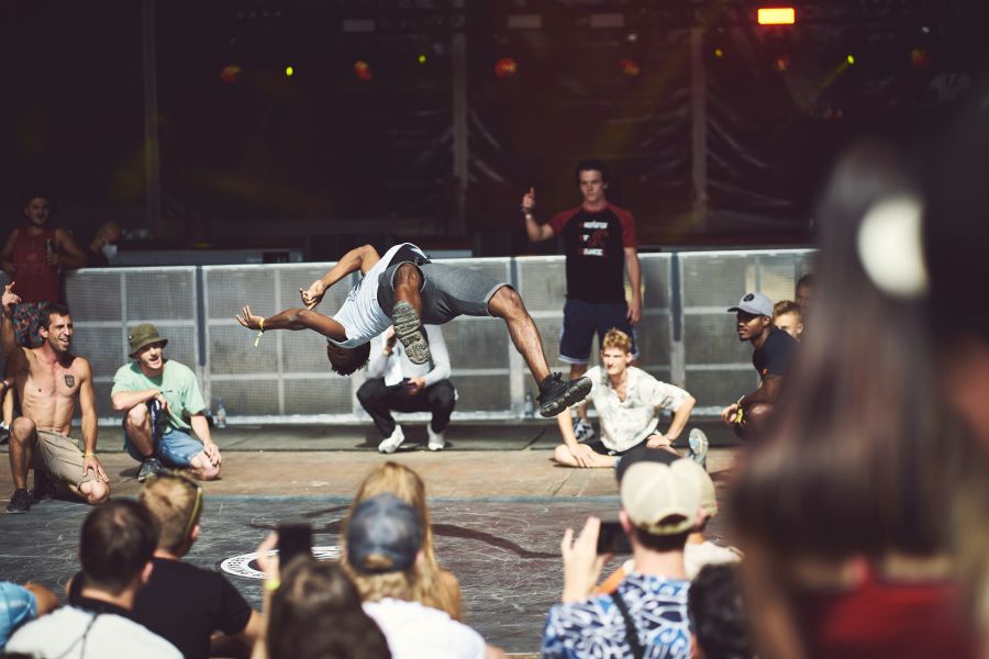 Breakdance Breakdancer performing a backflip body control,suspended,flying