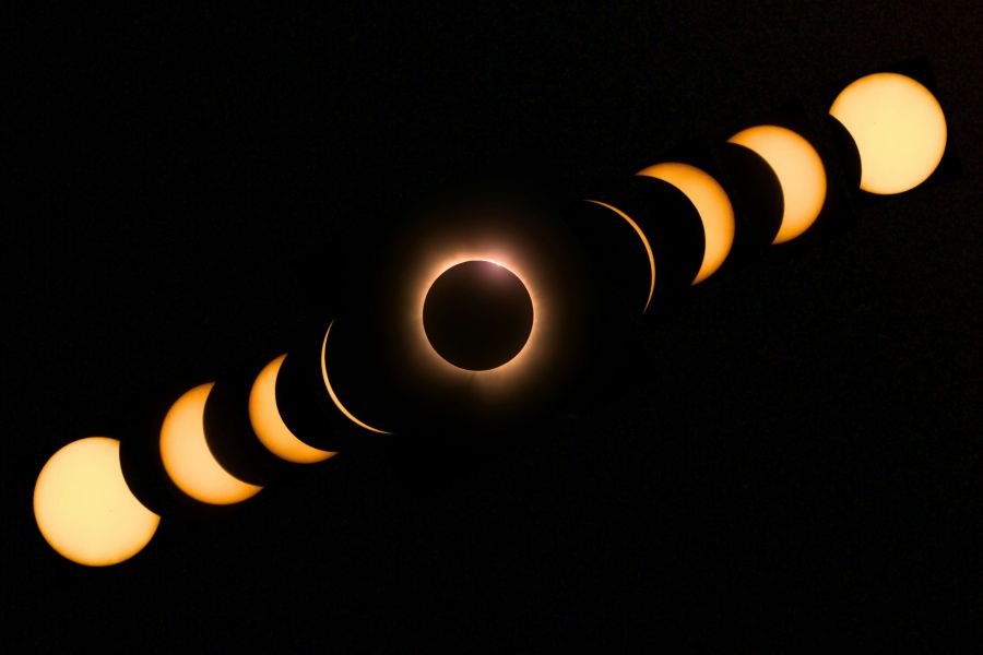 Eclipse Solar We were lucky to get a clear view of the solar eclipse in 2024!! This photo is soo satisfying to be able to see and capture the different phases of the eclipse! 