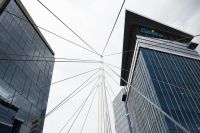 Merger Merger A bridge between two skyscrapers in Denver denver,usa,co