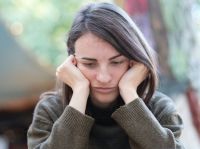 Students Anxiety portrait of a sad woman 