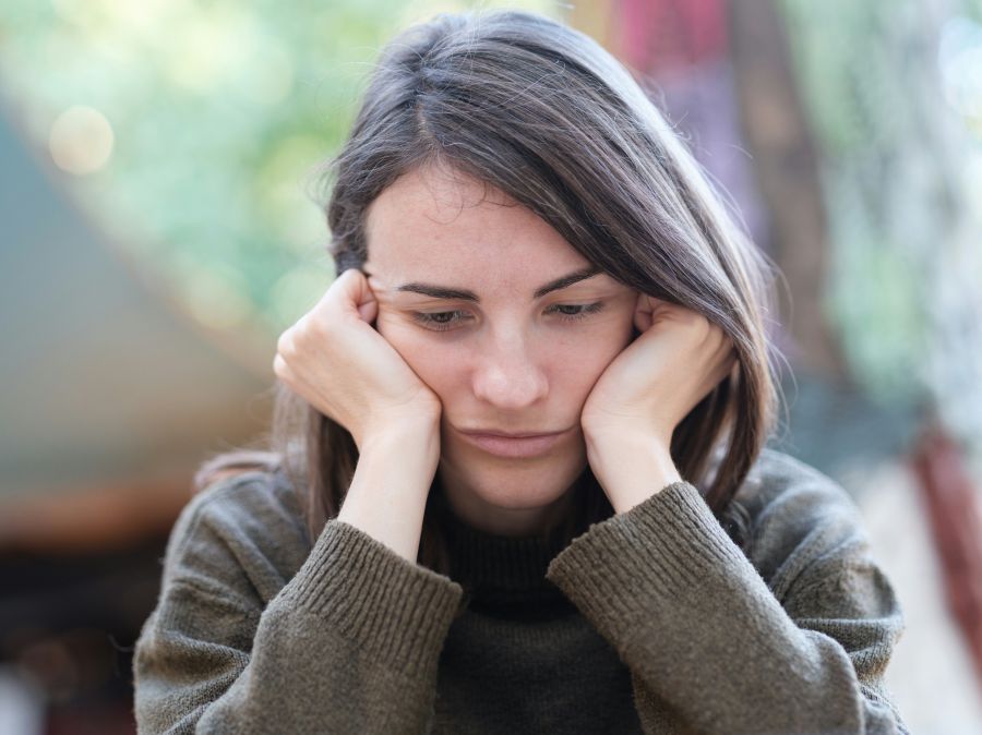 Students Anxiety portrait of a sad woman 